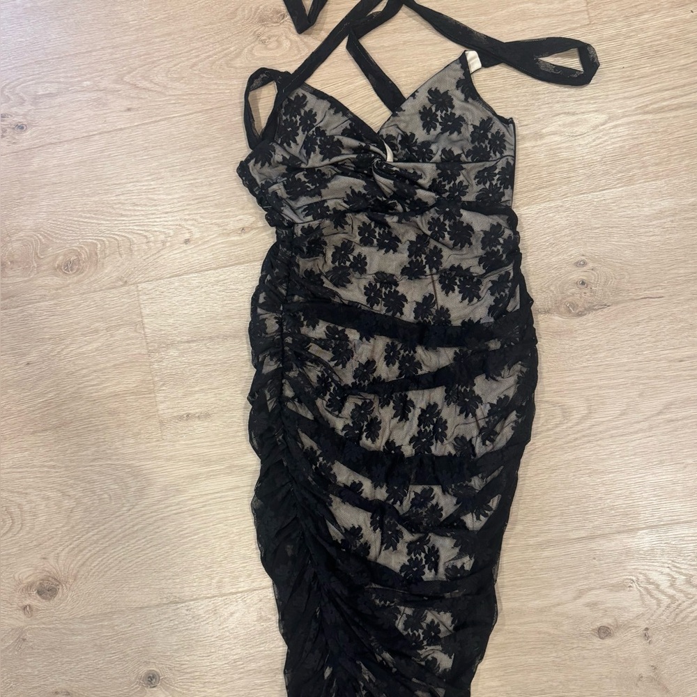 Lulu's Black Lace Overlay Dress